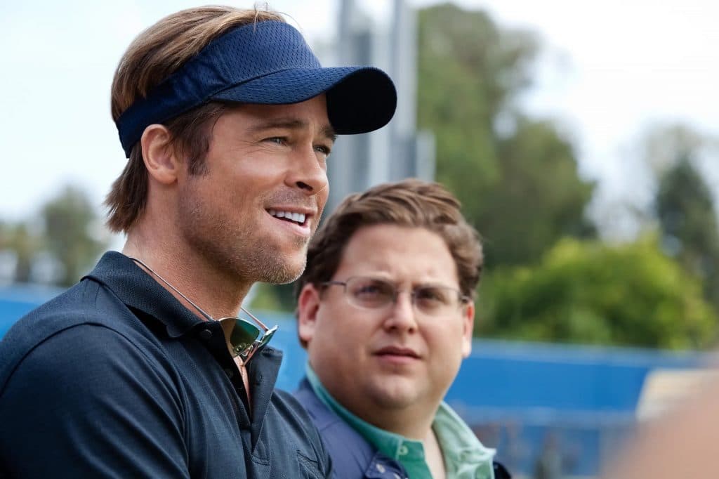 Photo of Brad Pitt and Jonah Hill from the movie Moneyball.